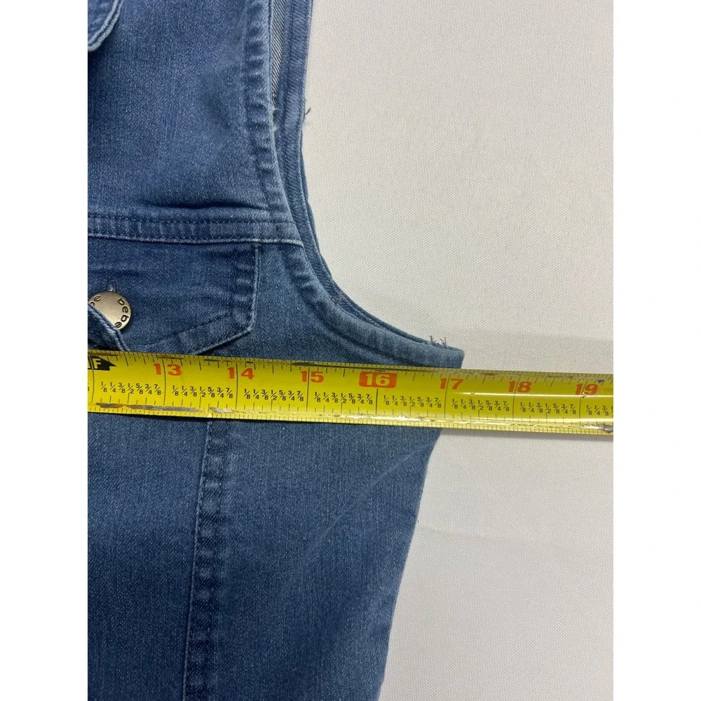 Vintage Bebe Sleeveless Denim Midi Dress Size L Stretch Y2K Western Utility - Picture 3 of 11